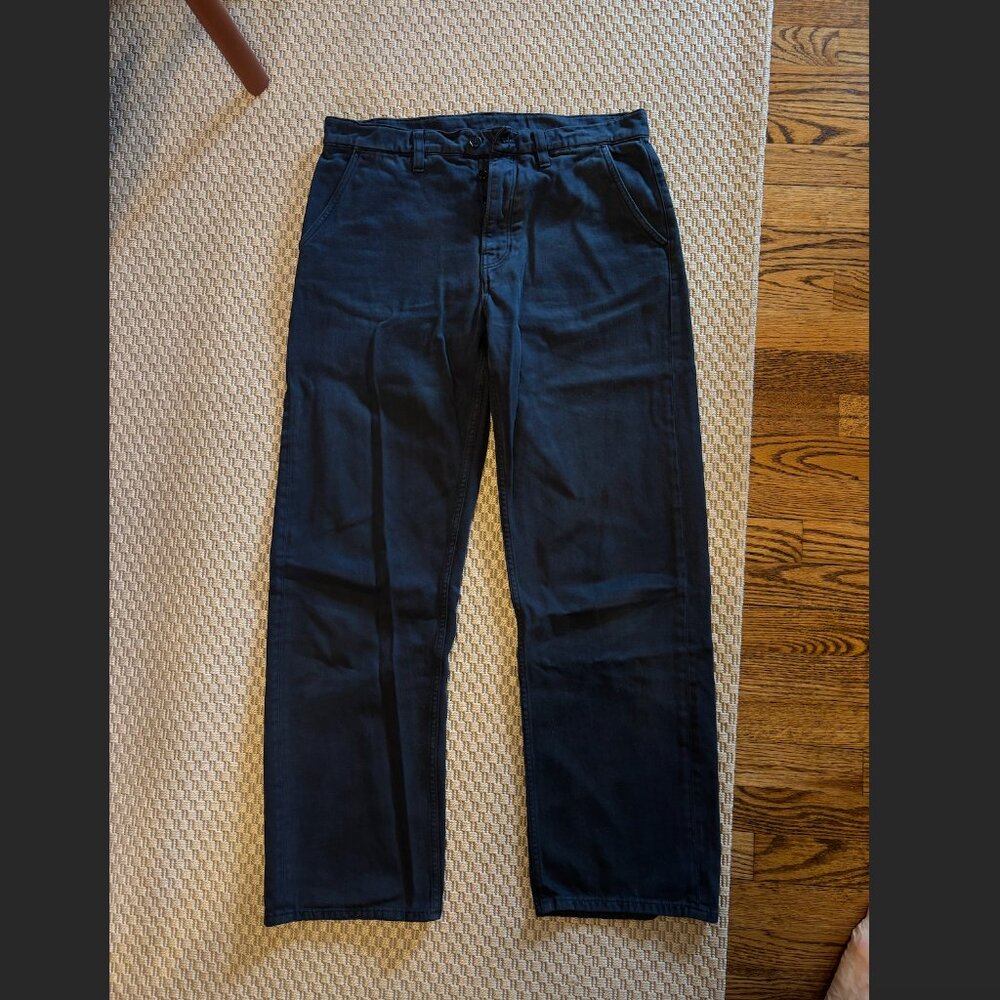 Nudie Jeans Tuff Tony Wide Fit Navy Chino Pants 32W 32L